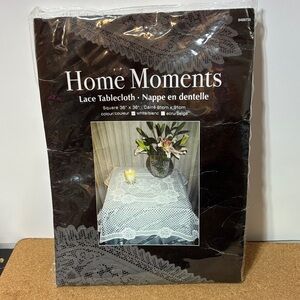 White Lace Tablecloth - Elegant Square Accent White Floral 36x36”